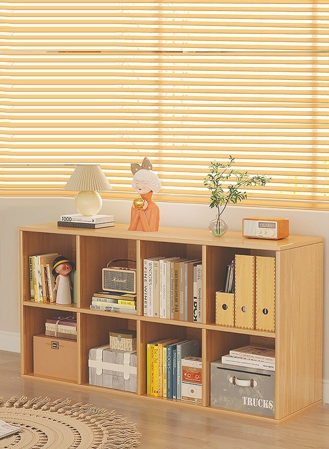 كوزينيست خزانة كتب وأرفف أرضية بثمانية أقسام، خزانة كتب للأطفال بجانب الحائط، منظم بسيط لركن القراءة في غرفة المعيشة، لون الخشب الطبيعي - Image 1